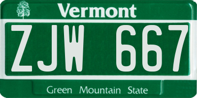 VT license plate ZJW667