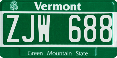 VT license plate ZJW688