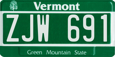 VT license plate ZJW691