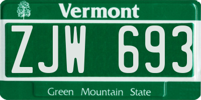 VT license plate ZJW693