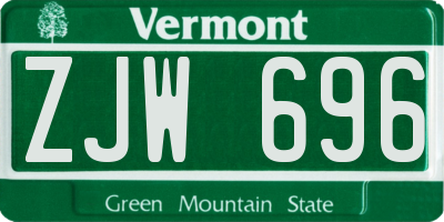 VT license plate ZJW696