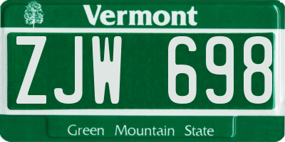 VT license plate ZJW698