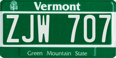VT license plate ZJW707