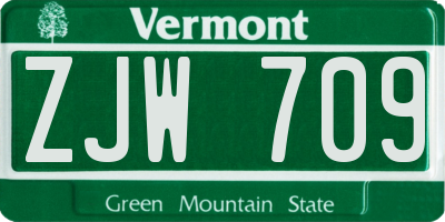 VT license plate ZJW709