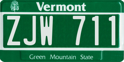 VT license plate ZJW711