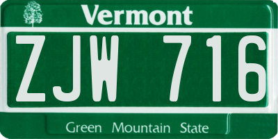 VT license plate ZJW716