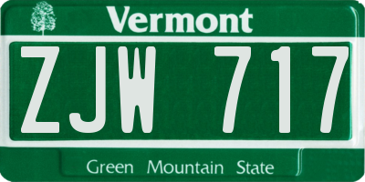 VT license plate ZJW717