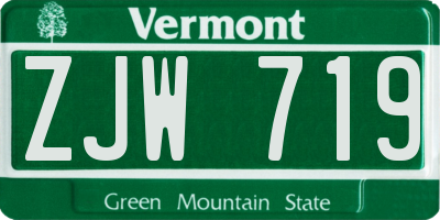 VT license plate ZJW719