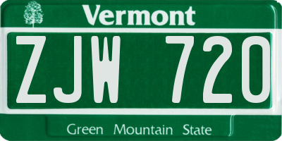 VT license plate ZJW720