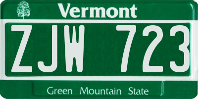 VT license plate ZJW723