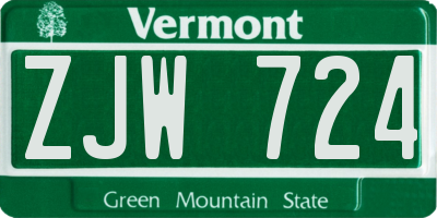VT license plate ZJW724