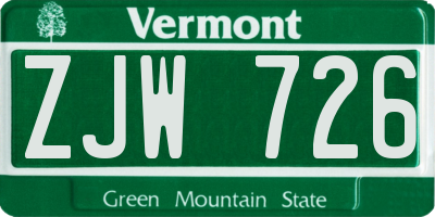 VT license plate ZJW726