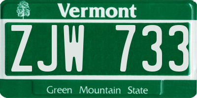 VT license plate ZJW733