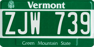 VT license plate ZJW739