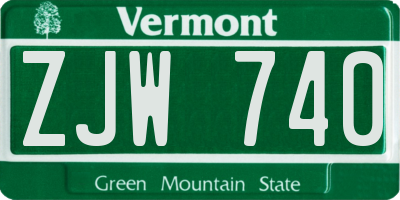VT license plate ZJW740