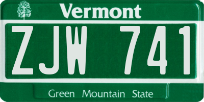 VT license plate ZJW741