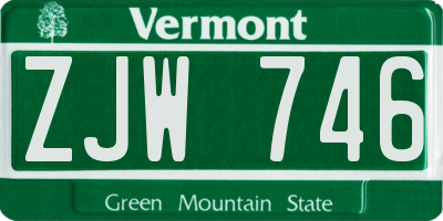 VT license plate ZJW746