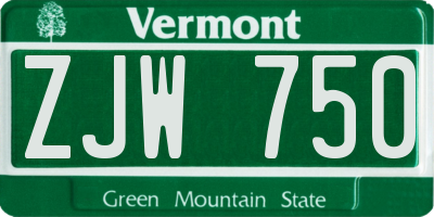 VT license plate ZJW750