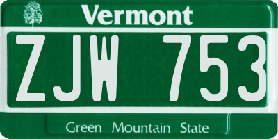 VT license plate ZJW753