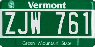VT license plate ZJW761