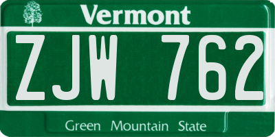 VT license plate ZJW762