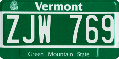 VT license plate ZJW769