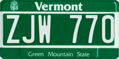 VT license plate ZJW770