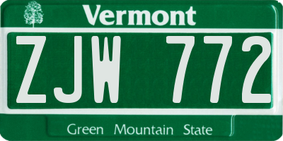 VT license plate ZJW772