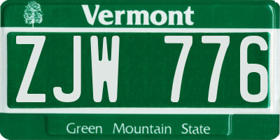 VT license plate ZJW776