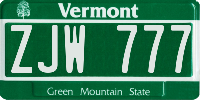 VT license plate ZJW777
