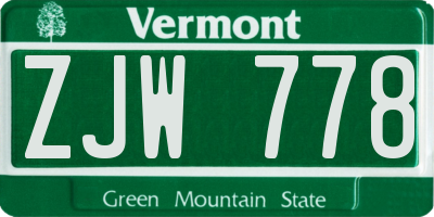 VT license plate ZJW778