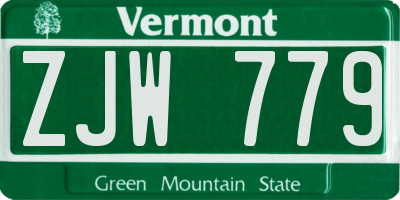 VT license plate ZJW779