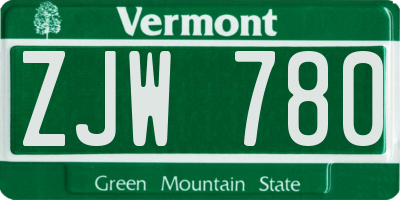 VT license plate ZJW780