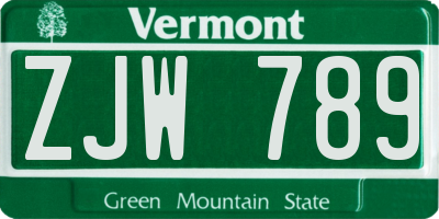 VT license plate ZJW789