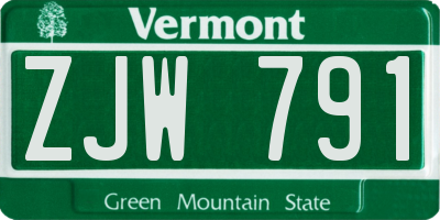 VT license plate ZJW791