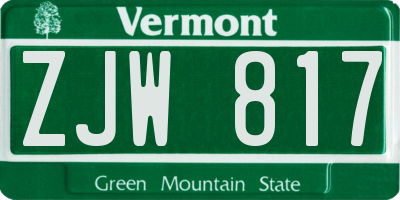 VT license plate ZJW817