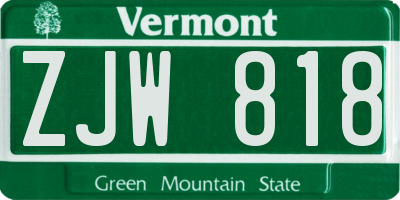 VT license plate ZJW818