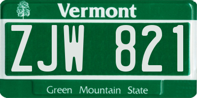 VT license plate ZJW821