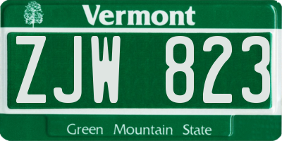 VT license plate ZJW823