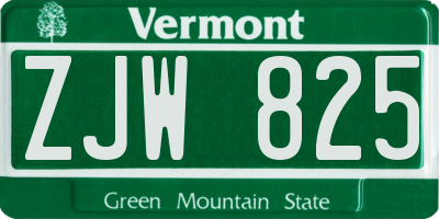 VT license plate ZJW825