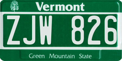 VT license plate ZJW826