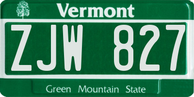 VT license plate ZJW827