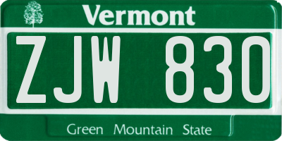 VT license plate ZJW830