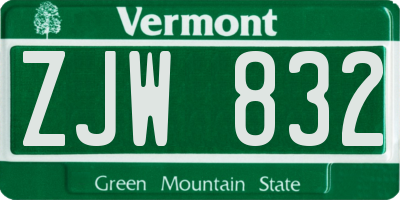VT license plate ZJW832