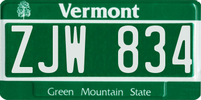 VT license plate ZJW834