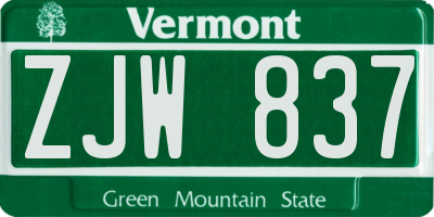 VT license plate ZJW837