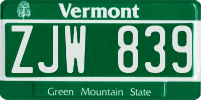 VT license plate ZJW839