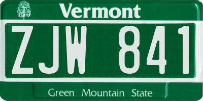 VT license plate ZJW841