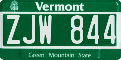 VT license plate ZJW844
