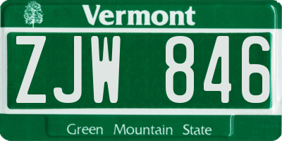VT license plate ZJW846